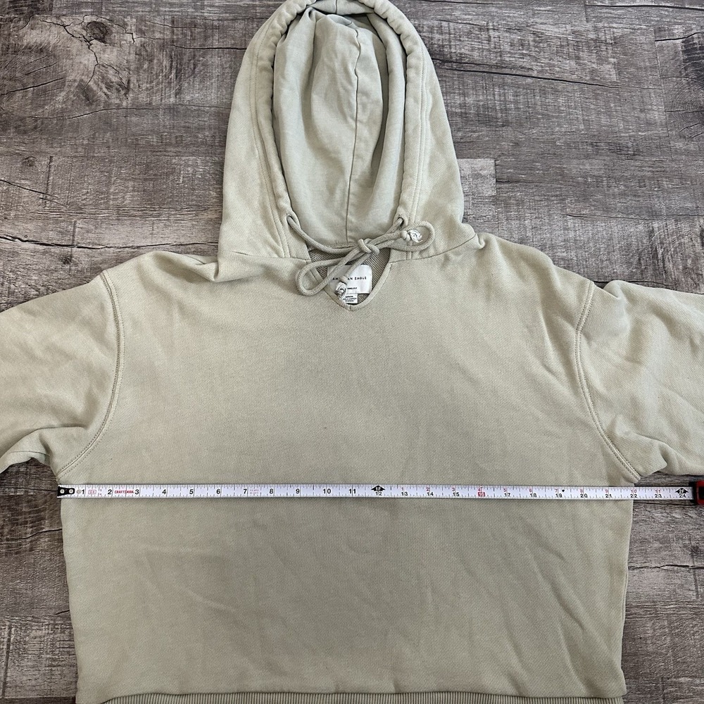 American Eagle Cropped Sweatshirt Hoodie Green Oversized‎ Jegging Fit Size M - Picture 2 of 7
